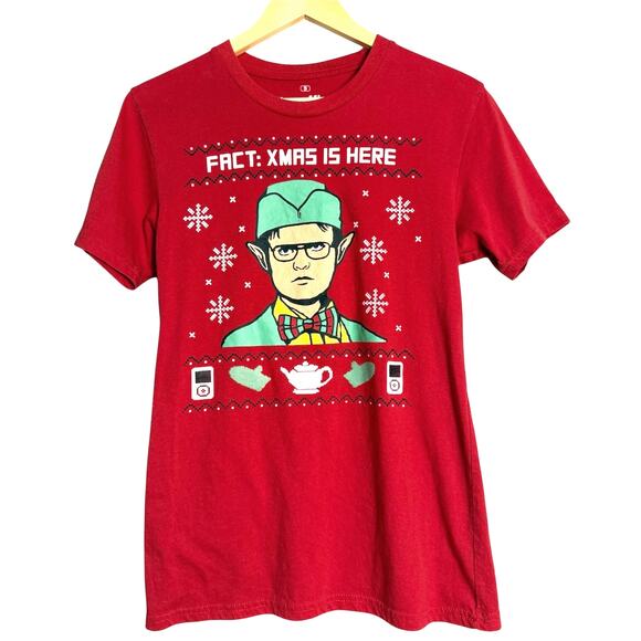 THE OFFICE Dwight Fact: Xmas is Here Christmas Graphic Tee/T-Shirt, Size S - Picture 1 of 4
